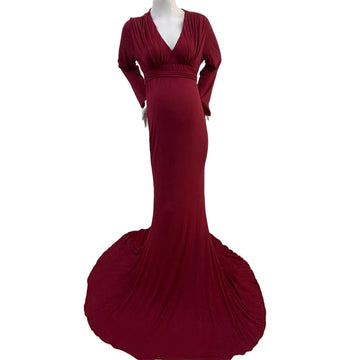 MQTIME  -  Sexy Maternity V-neck Dresses Photography Long clothing Pregnancy Shoot Maxi Gown For Baby Showers Pregnant Women Photo Props